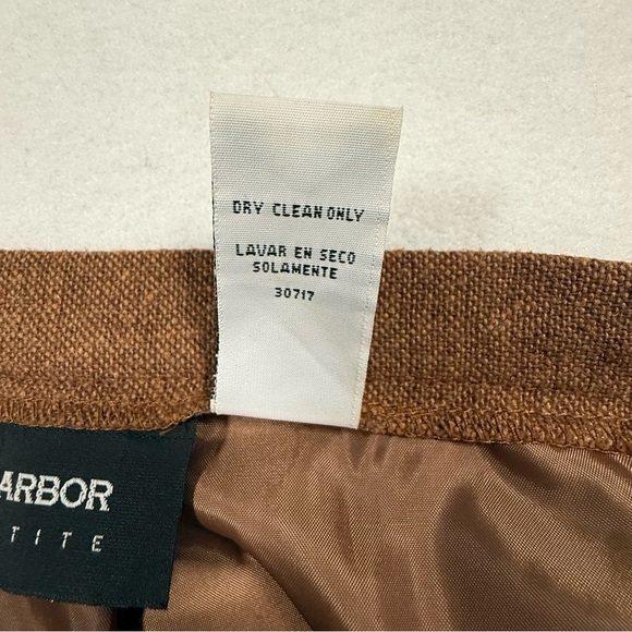 Sag Harbor Petite Wool Blend Brown Tweed Midi Skirt Fringe Hem 10P - Picture 4 of 8